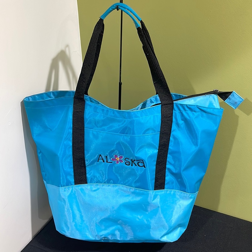 NWOT ~ Aqua Blue  “AS🌸SKA” Heavy Duty XL Tote